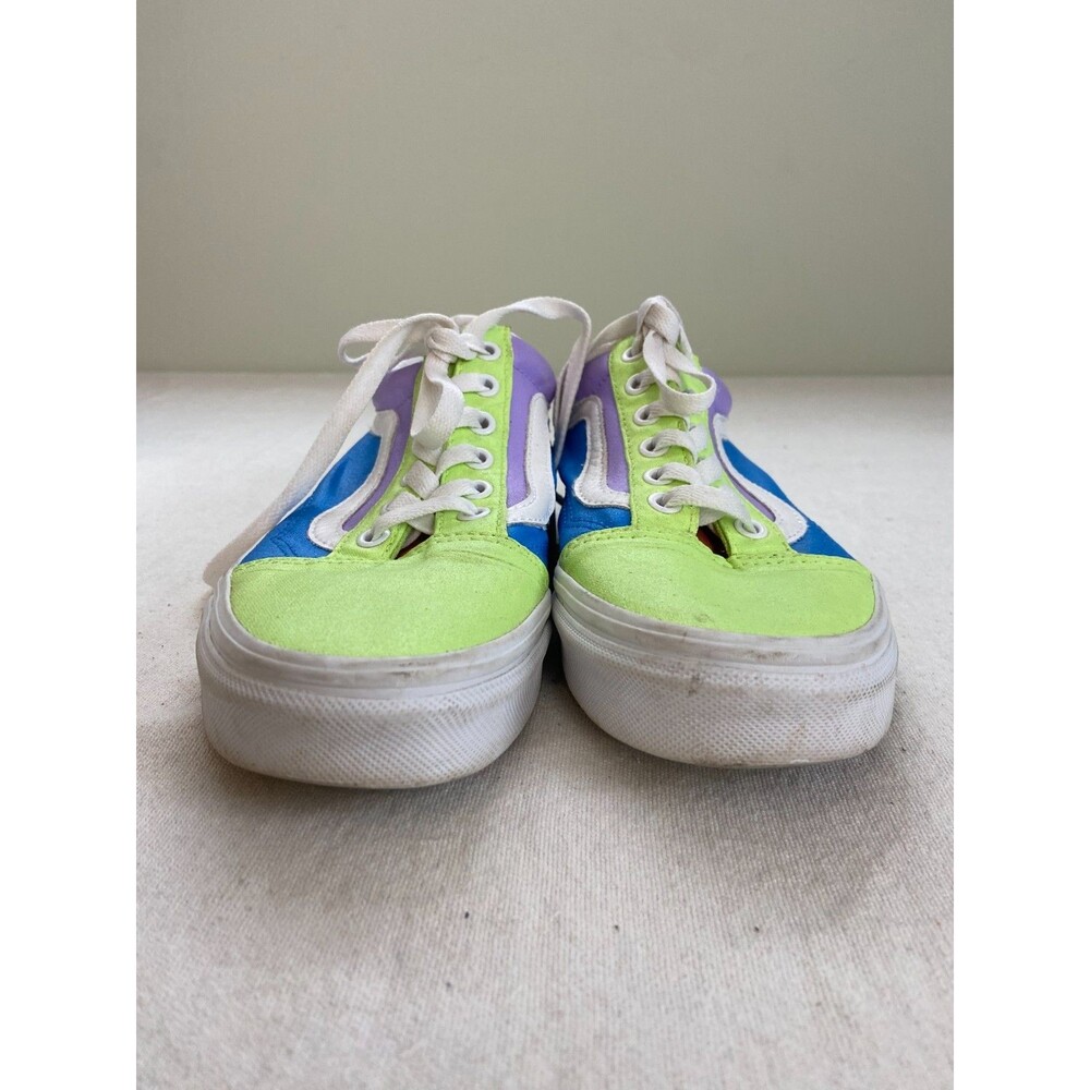 Vans Old Skool Women's Size 7 Mens 5.5 Colorblock Skate Shoes Neon Purple Green - Picture 5 of 10